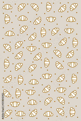 Abstract croissant pattern. Wallpaper decoration. Vector illustration
