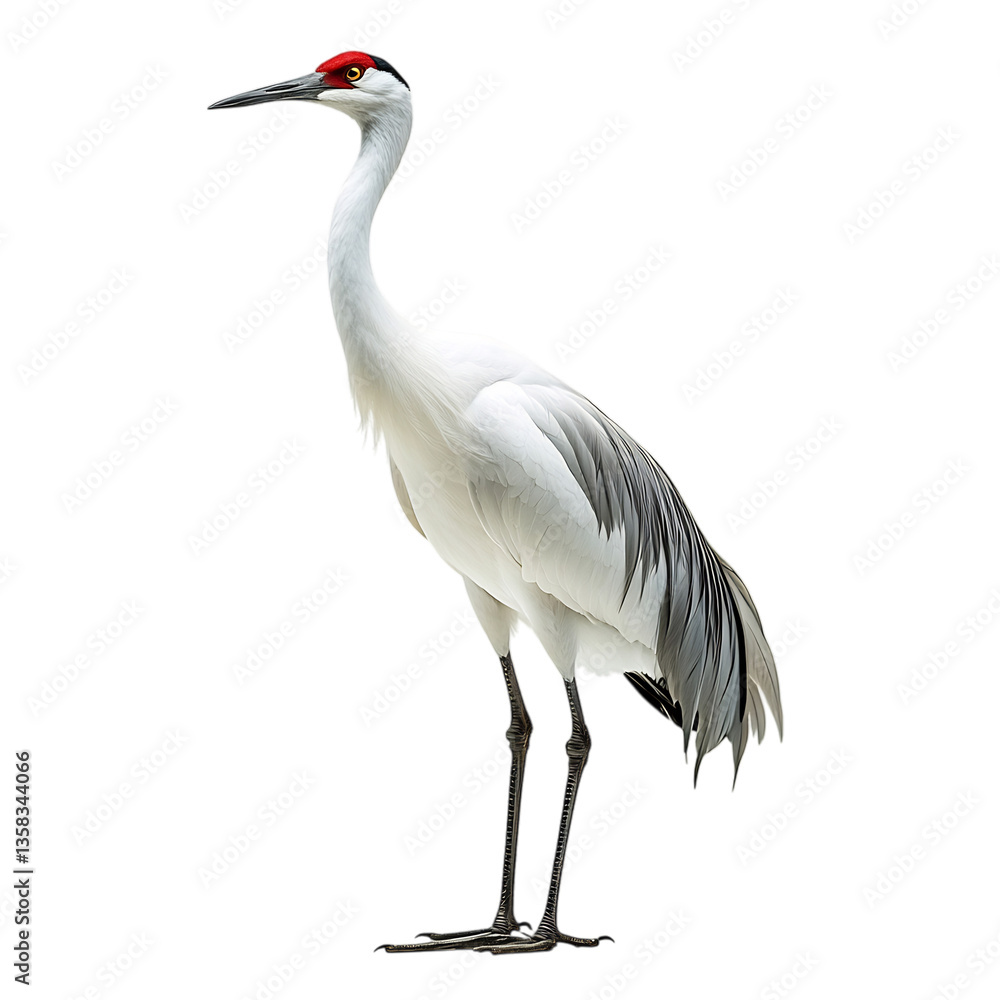 Graceful Crane Standing Tall with Long Legs Isolated on Transparent Background Graceful Crane Standing Tall with Long Legs Isolated on Transparent Background