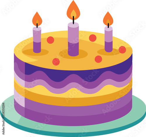 birthday cake icon, delicious cake vector illustration