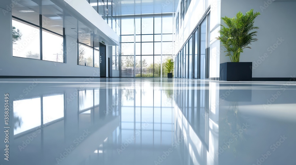 Fototapeta premium Modern office interior design corporate space photography minimalist environment ground view architectural concept