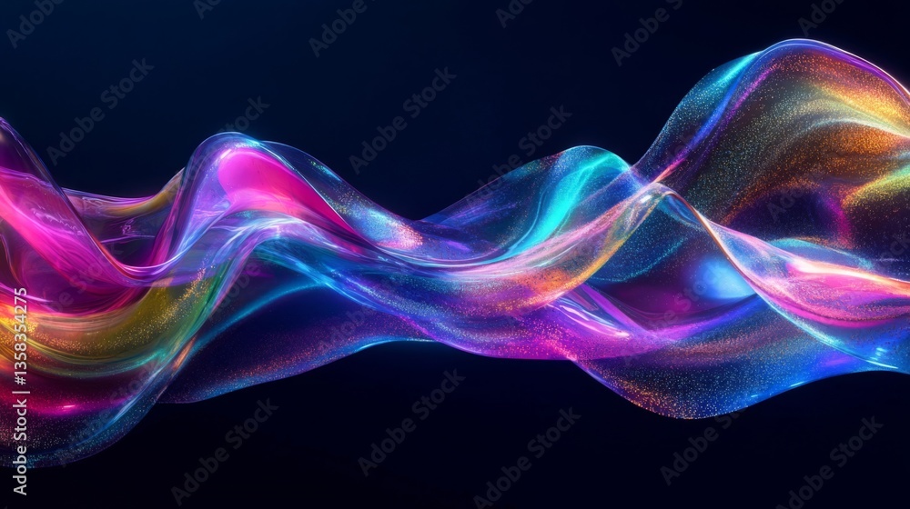 Obraz premium Abstract Colorful Wave with Glowing Particles