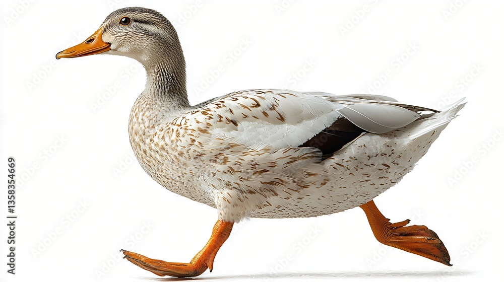 Obraz premium Duck in motion against white