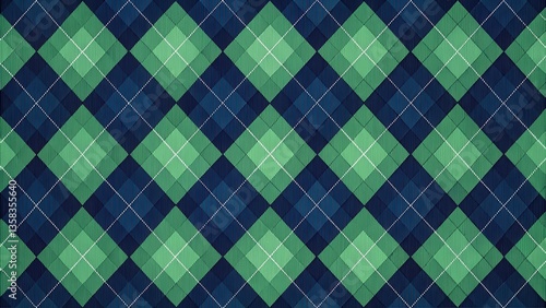 Argyle Pattern in Shades of Green and Blue A Textured Diamond Weave Background