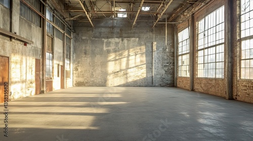 Vast Empty Industrial Space with Natural Light Streaming In
