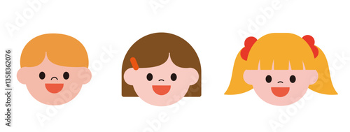 아이들의 귀여운 얼굴 일러스트