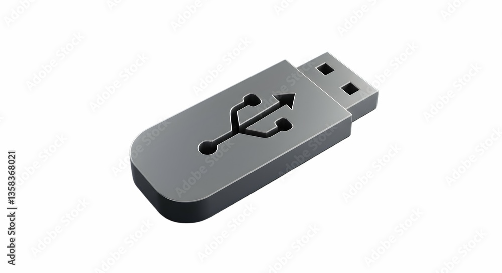 Gray Usb Drive Isolated on White Background Data Storage Concept Gray Usb Drive Isolated on White Background Data Storage Concept