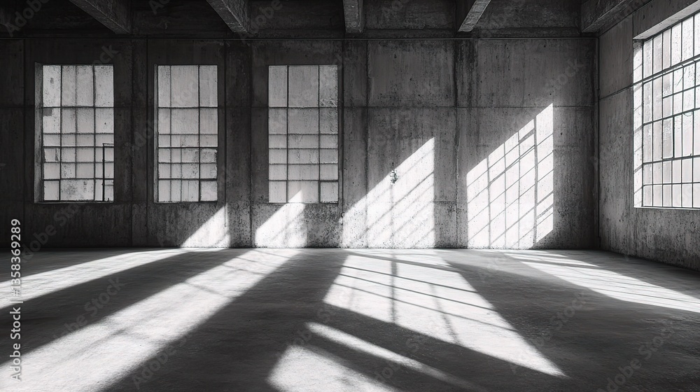 Shadow Play in Industrial Space with Brutalist Concrete Architecture Shadow Play in Industrial Space with Brutalist Concrete Architecture