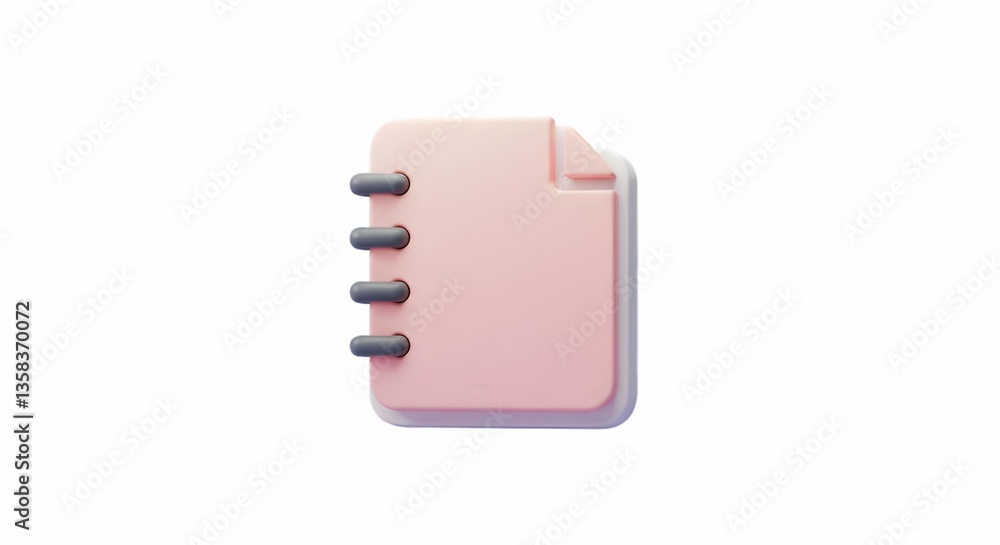Pink Notebook with Spring Binding - Modern Digital Illustration Style Pink Notebook with Spring Binding - Modern Digital Illustration Style
