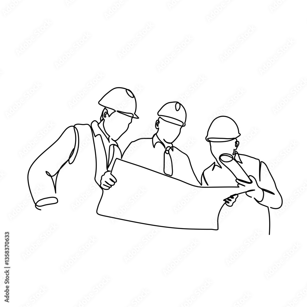 Construction Worker and Builder Man One Line Art Illustration for Architecture, Engineering, and Labor Industry Design Construction Worker and Builder Man One Line Art Illustration for Architecture, Engineering, and Labor Industry Design