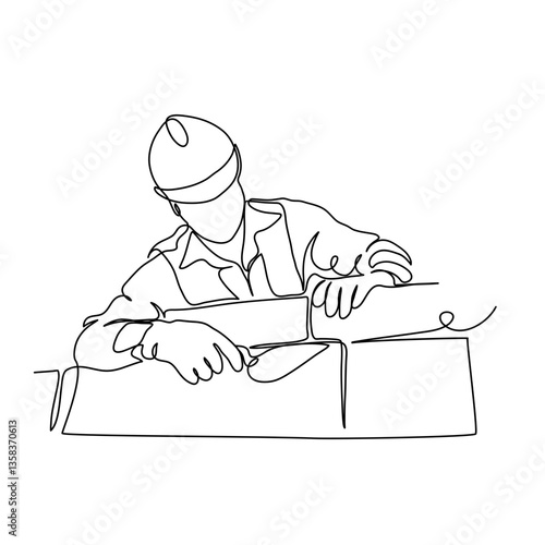  Construction Worker and Builder Man One Line Art Illustration for Architecture, Engineering, and Labor Industry Design
