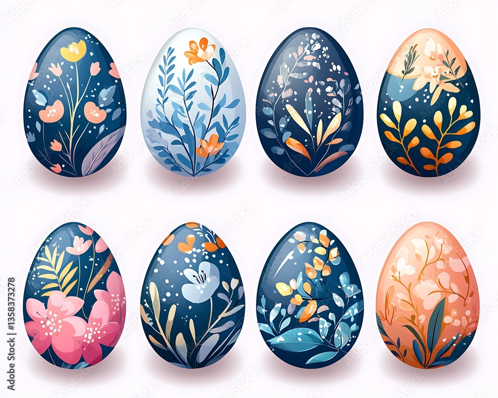 Fototapeta premium Floral Easter Eggs.