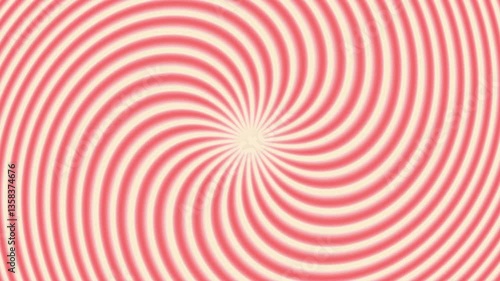 Red and ivory, soft twirly retro Peppermint candy sunburst loop background