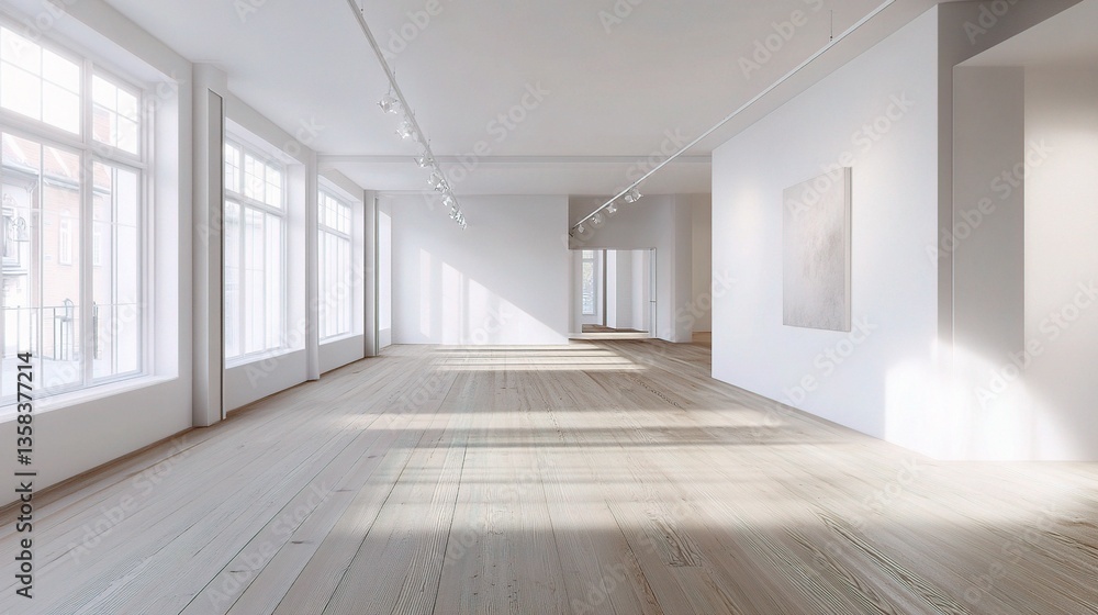 Bright Scandinavian Style Room with White Walls and Wooden Floors Bright Scandinavian Style Room with White Walls and Wooden Floors