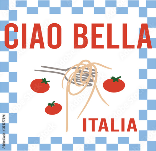 Pasta lover cute doodle vino wine wavy slogan trendy wine tomato italy Italia spaghetti fork cute checker modern trending Tee t-shirt logo slogan graphic artwork typography tote badge emblem novelty