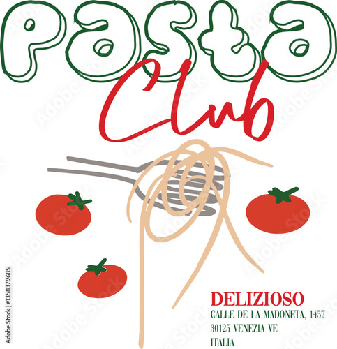 Pasta lover cute doodle vino wine wavy slogan trendy wine tomato italy Italia spaghetti fork cute checker modern trending Tee t-shirt logo slogan graphic artwork typography tote badge emblem novelty