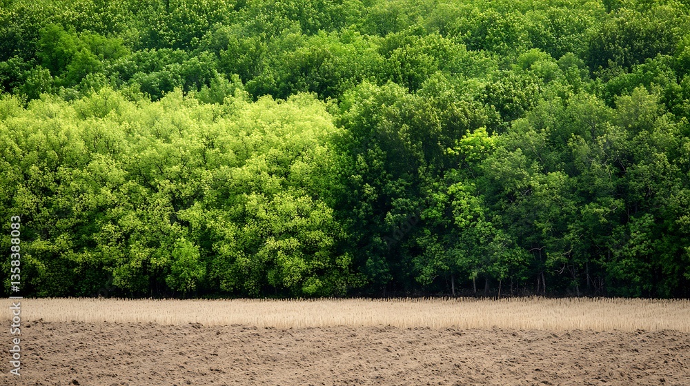 Obraz premium A field next to a densely populated forest of trees
