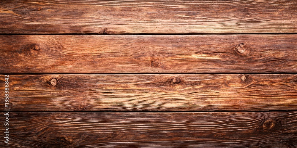 Obraz premium Faded Photography Of Dark Brown Woodgrain Background With Horizontal Planks Displaying Visible Knots And Rich Texture Detail