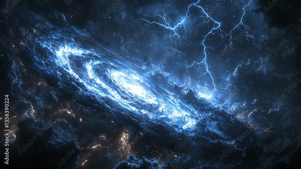 Obraz premium Cosmic Spiral Lightning Storm