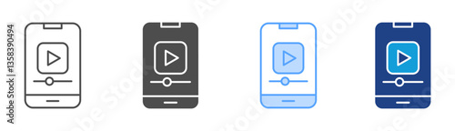 Online Video Icon Set Multiple Style Collection