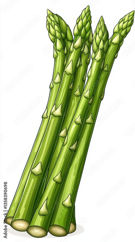 Obraz premium Close-up Illustration of Vibrant Green Asparagus Stalks with Tightly Clustered Tender Tips Captu Freshness and Nutrition