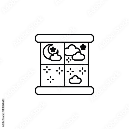Night Window icon design with white background stock illustration
