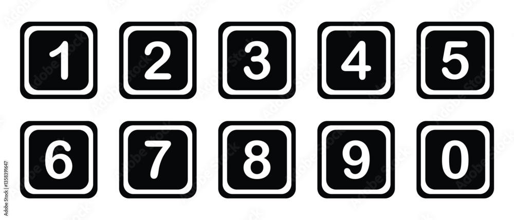 set of numbers and symbols icons. number icon on white background.