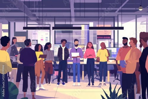 Diverse Team Collaboration in a Modern Office Environment