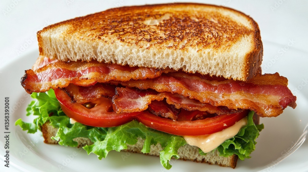 Crispy Bacon Sandwich with Fresh Lettuce and Tomato on Toasted Bread Crispy Bacon Sandwich with Fresh Lettuce and Tomato on Toasted Bread