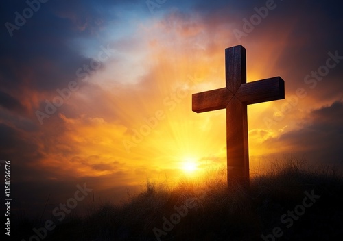 Konstfotografi Cross symbol of the death and resurrection Happy Easter background Jesus Cross E