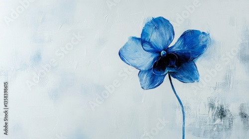 Blue Flower on Textured White Background