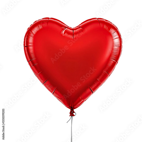 Red Heart-Shaped Foil Balloon Isolated on White Background