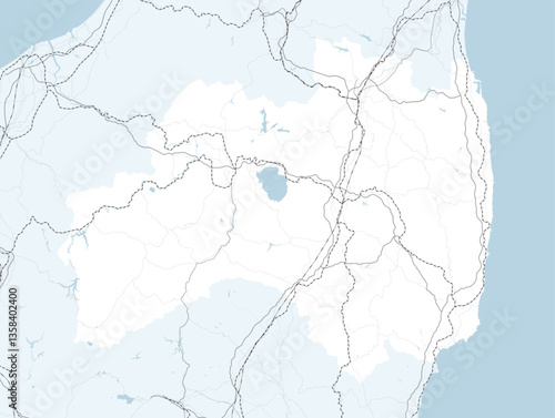 日本の福島県と隣接する都道府県を含む、シンプルなロードマップ
