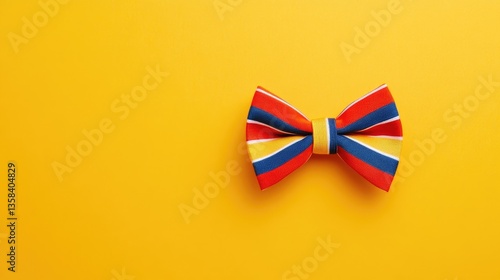 Free Download A colorful bowtie against a bright yellow playful background. - GFXLoad