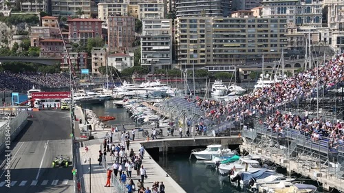 Monte-Carlo, Monaco - May 13, 2019: Old Racing Cars of Grand Prix Historique of Monaco 2019 in Front of the Monte-Carlo Casino.
