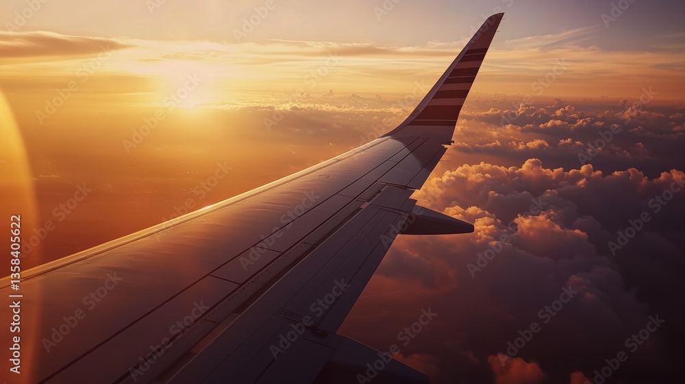 Distant Smoke from Wildfires Visible During Sunset Flight Over Clouds Distant Smoke from Wildfires Visible During Sunset Flight Over Clouds