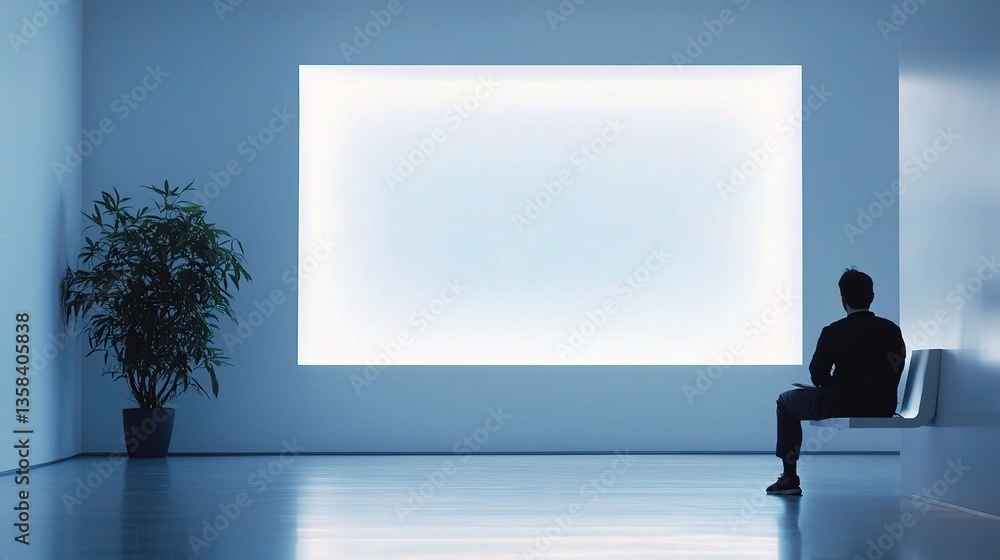Minimalist Office Space with Customer Waiting by Soft Light Minimalist Office Space with Customer Waiting by Soft Light