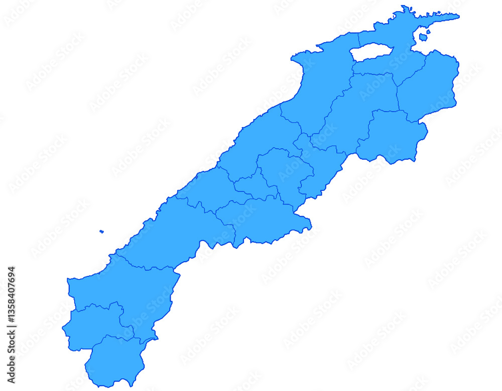 Fototapeta premium 島根県 地図 ブルー イラスト