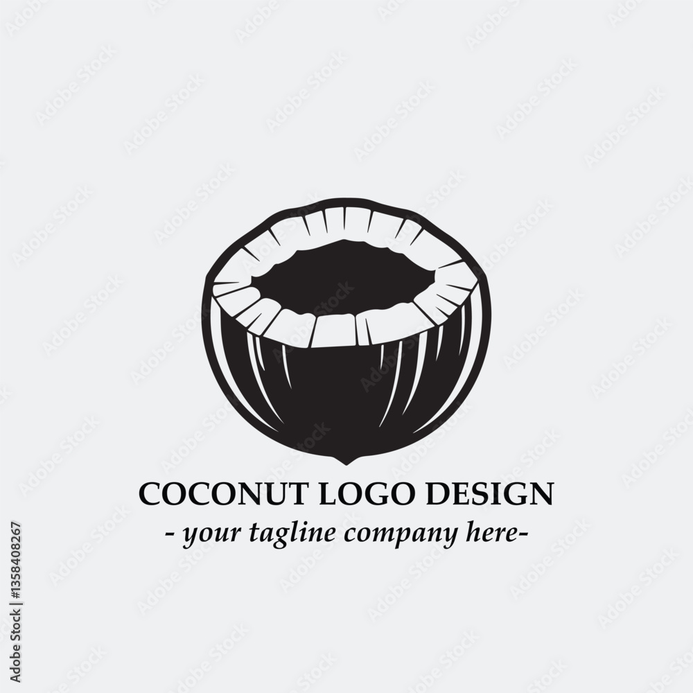 coconut illustration for logo company black and white vector image coconut illustration for logo company black and white vector image
