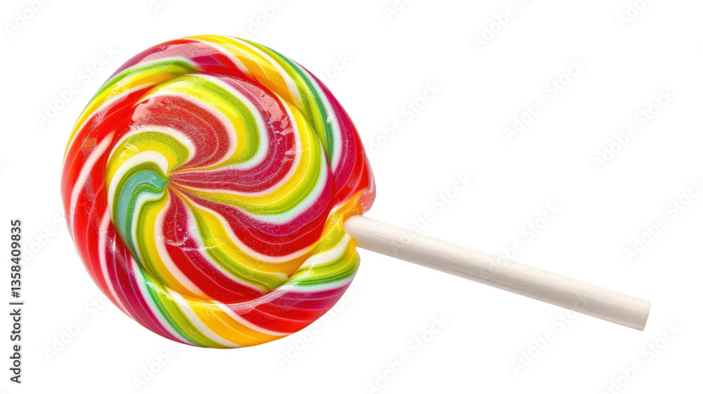 Colorful swirl lollipop with transparent background is waiting to be eaten Colorful swirl lollipop with transparent background is waiting to be eaten