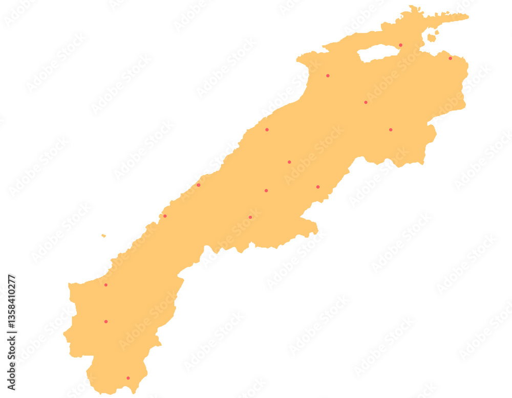 Fototapeta premium 島根県 地図 オレンジ 斑点 イラスト