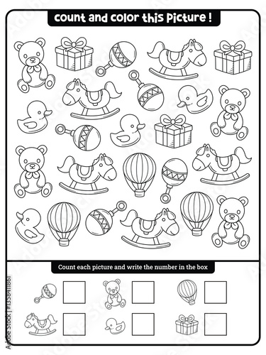 Kid Toys black and white I spy game for kids worksheet