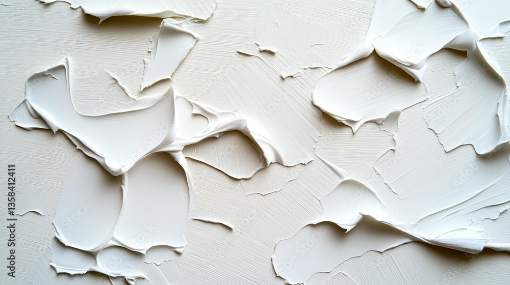 Fototapeta premium Abstract white paint texture background with thick brushstrokes and creamy swirls.