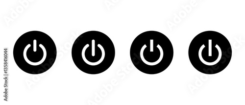 Power switch button icon on black circle. ON and OFF sign symbol. Electricity shutdown concept