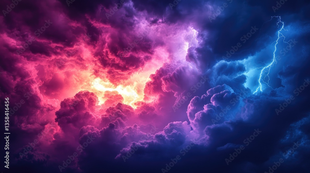 Dramatic stormy sky, lightning flashes, night, weather, background Dramatic stormy sky, lightning flashes, night, weather, background