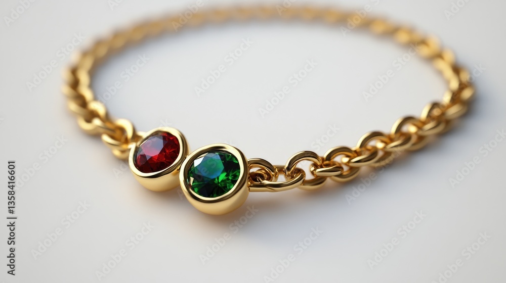 Obraz premium A minimalist jewelry concept featuring a single sapphire, ruby, and emerald in a sleek modern setting.