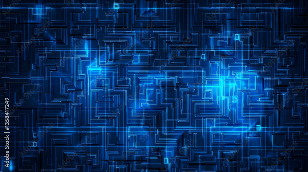Abstract Digital Maze Pattern with Interconnected Circuit Elements.
Abstract Digital Maze Pattern with Interconnected Circuit Elements.