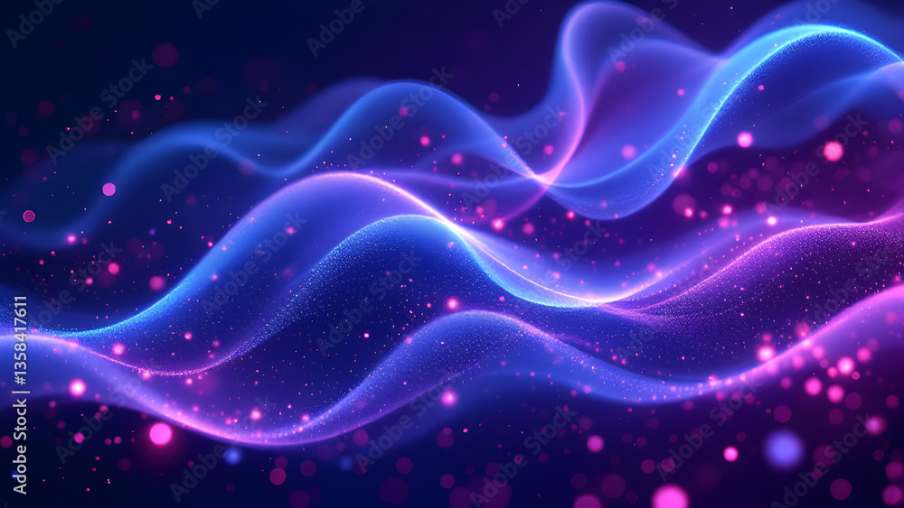 Obraz premium Futuristic Abstract Neon Waves in Purple and Blue – Dynamic 3D Digital Background for Technology, Innovation, and Cyber Concepts
