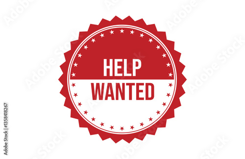 Help wanted red ribbon label banner.