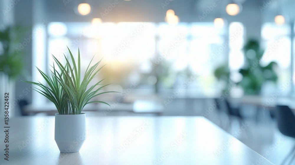 Fototapeta premium Bright Minimalist Co-Working Space with Defocused Background