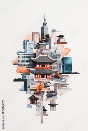 Harmonious Fusion of Traditional Korean Temples with Modern Urban Architecture